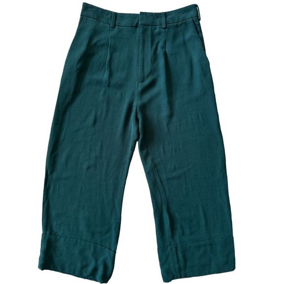 Los Angeles Atelier & Other Stories Green Wide Leg Cropped Pants, Size US 8 - Picture 1 of 11